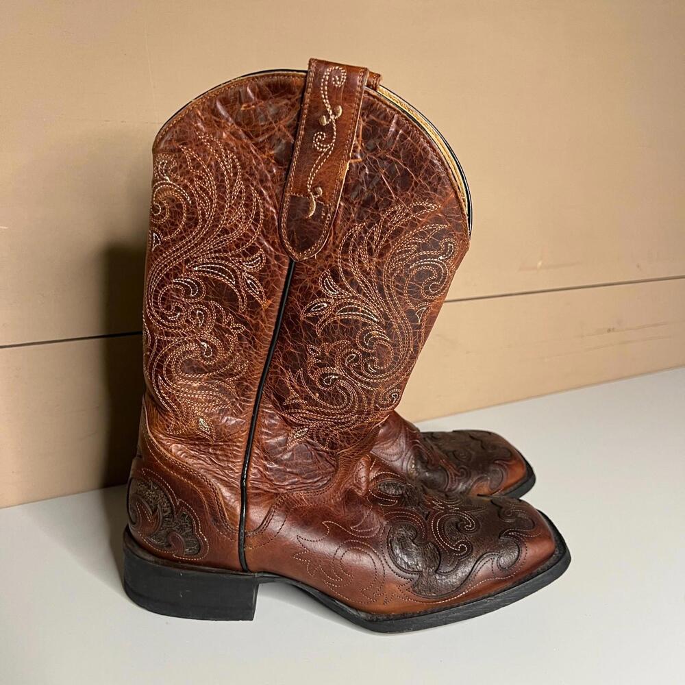 Vintage J.B. Dillon Men's Boots Black Leather Western Style Roper US 8.5